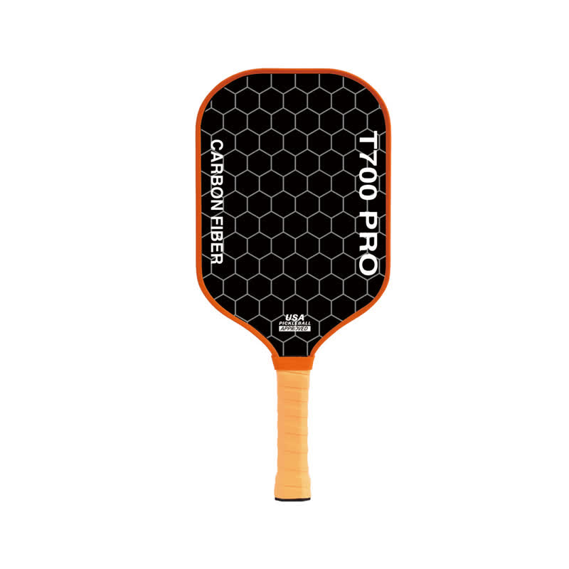 Woven T700 Carbon Fiber Pickleball Paddle, Matte Surface, Shock Absorbing Honeycomb Core, Non-slip Noise-reduction Handle - Orange - image 13