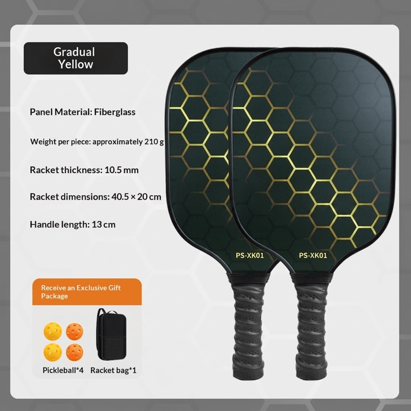 Dinkado Pickleball Paddles Set Of 4 Or 2, Fiberglass Rackets | With Outdoor Indoor Balls, Bag, Lightweight Pickle-ball Equipment For Beginner, Intermediate, Family - Yellow - image 5