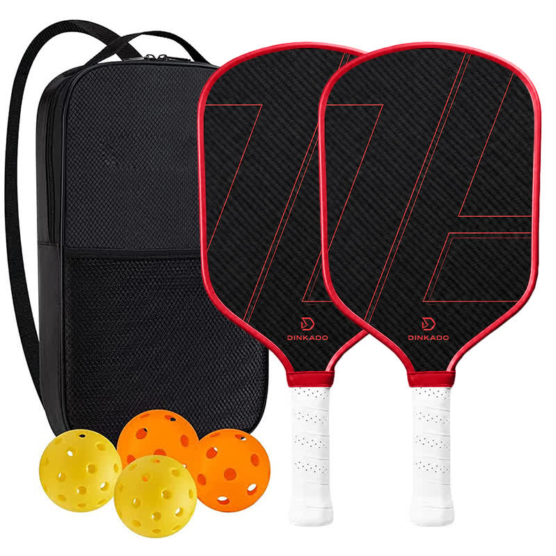 Dinkado Pro Series 16mm Carbon Fiber Pickleball Paddle – Premium T700 Surface with Control & Spin - Red - Round Carbon Fiber - 2-Paddle Set - image 27