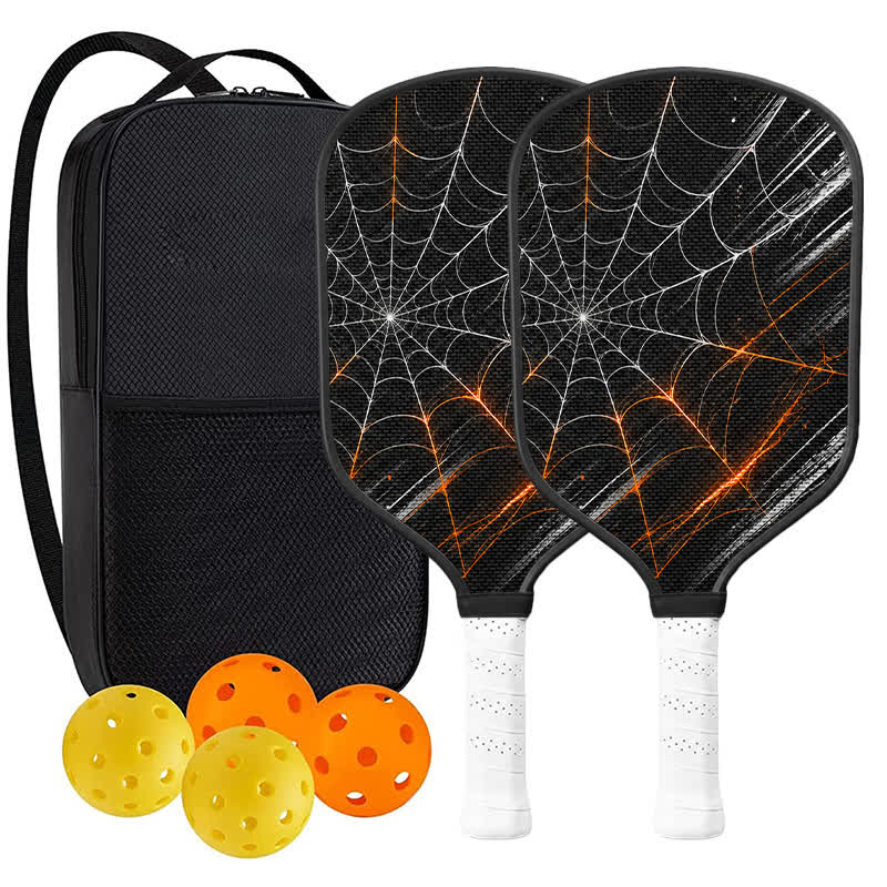 Dinkado 16mm Carbon Fiber Pickleball Paddle – Lightweight Control & Spin Paddle, Halloween Spider Web Design - Traditional Round - Carbon Fiber Face - 2-Paddle Set - image 15