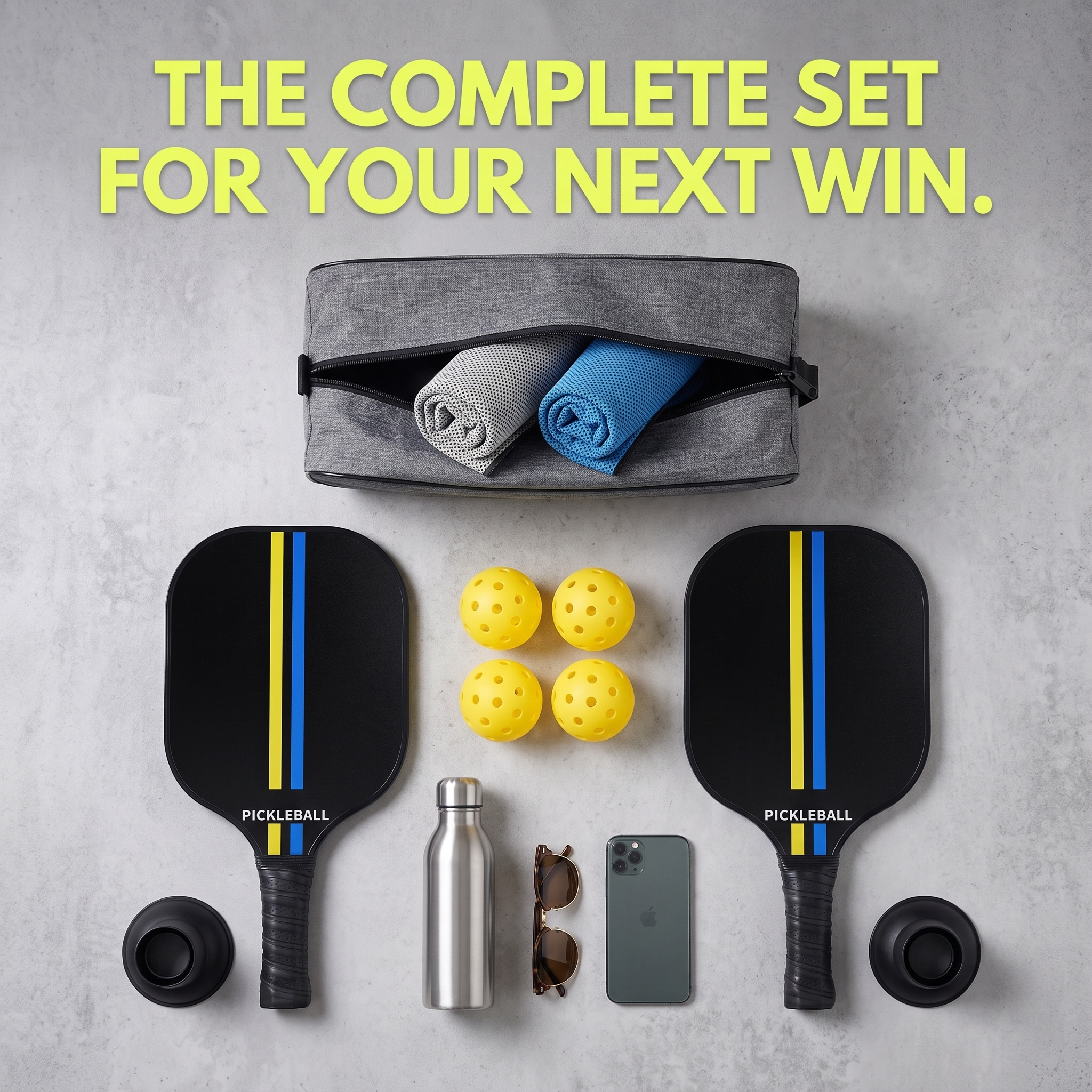 All-in-one Pickleball Set – Carbon Fiber Paddle, Ball Retriever & Cooling Towel Included