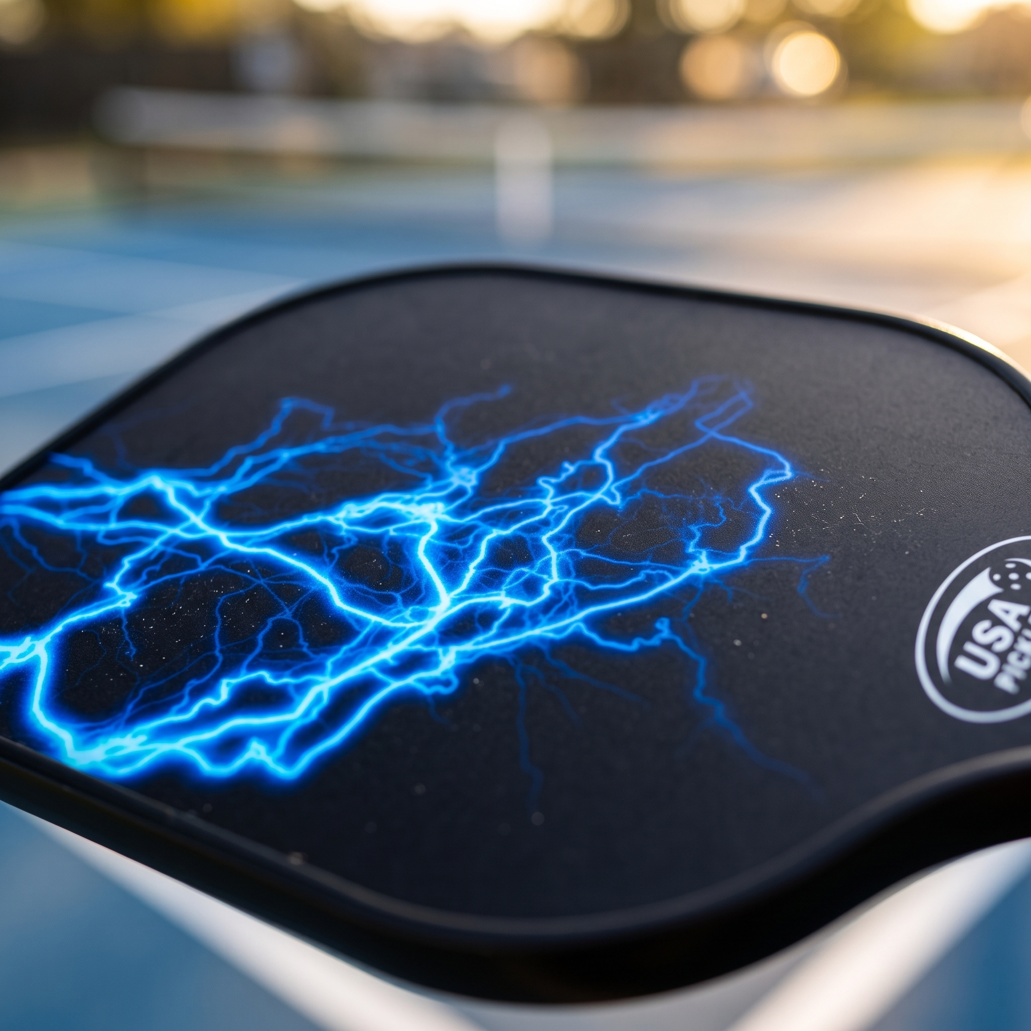 Dinkado Blue Lightning Pickleball Paddle Set – 2 Fiberglass Paddles + 4 Balls + Bag