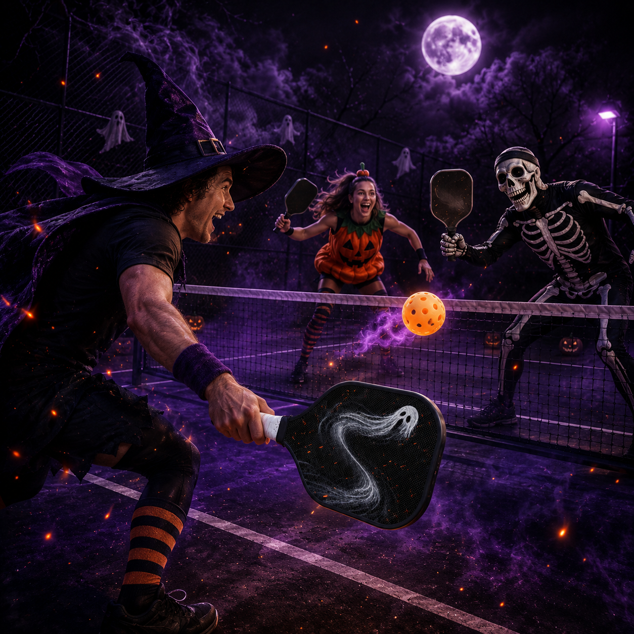Dinkado Halloween pickleball night game