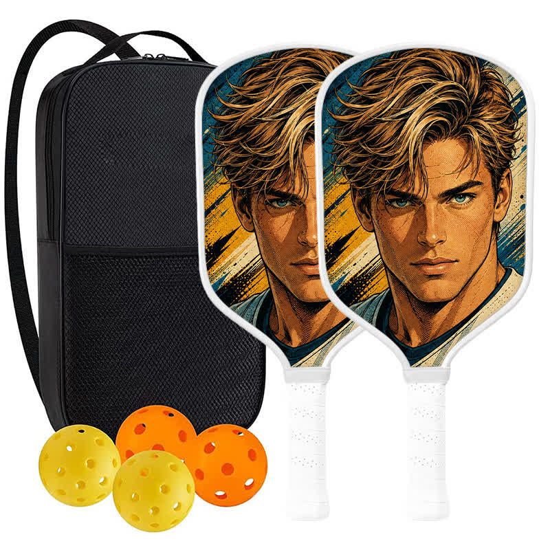 Dinkado USA Pickleball Approved Carbon Fiber Paddle – 16mm Original Comic Character Edition, Golden Rush - Traditional Round - Carbon Fiber Face - 2-Paddle Set - image 10