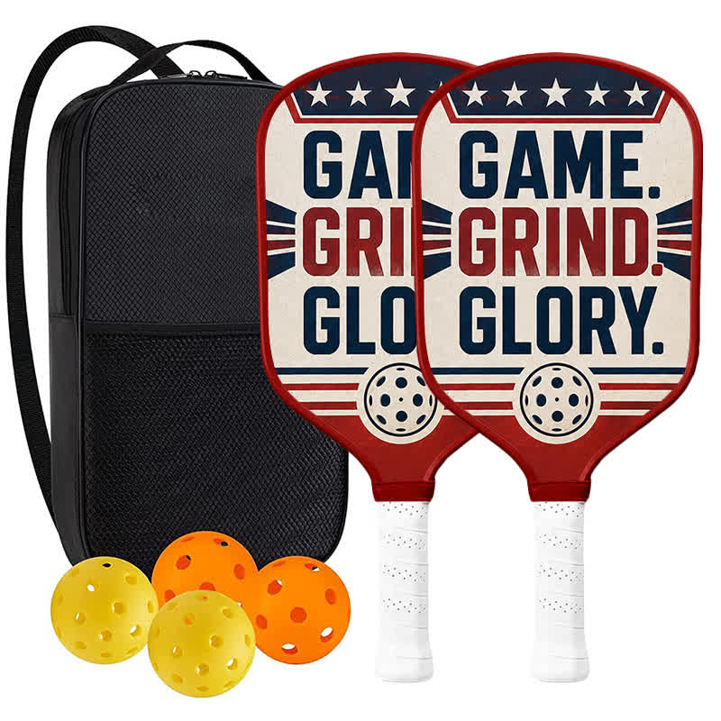 Dinkado Game Grind Glory 16mm Pickleball Paddle – Retro American Sport Design - Traditional Round - Carbon Fiber Face - 2-Paddle Set - image 11