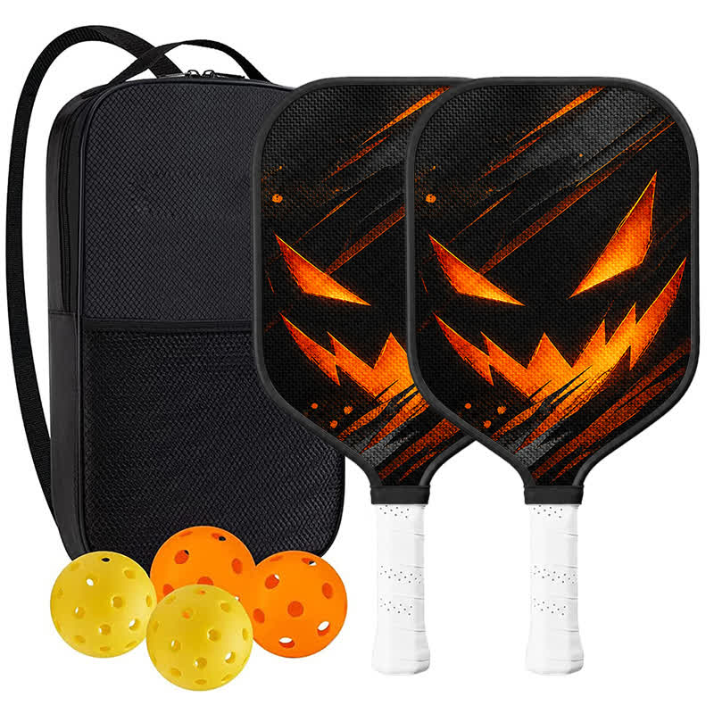 Dinkado 16mm Carbon Fiber Pickleball Paddle – Control & Spin Paddle, Halloween Jack-O’-Lantern Design - Elongated - Carbon Fiber Face - 2-Paddle Set - image 10