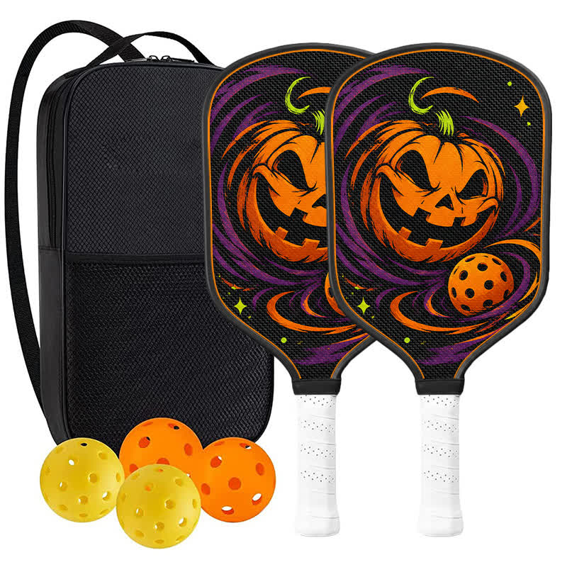 Dinkado 16mm Carbon Fiber Pickleball Paddle – Halloween Pumpkin Pickleball Design for Control & Spin - Traditional Round - Carbon Fiber Face - 2-Paddle Set - image 14