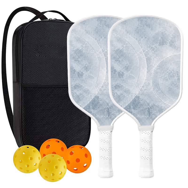 Dinkado Ice Court 16mm Pickleball Paddle – Lightweight Control All Court Design - Traditional Round - Carbon Fiber Face - 2-Paddle Set - image 11