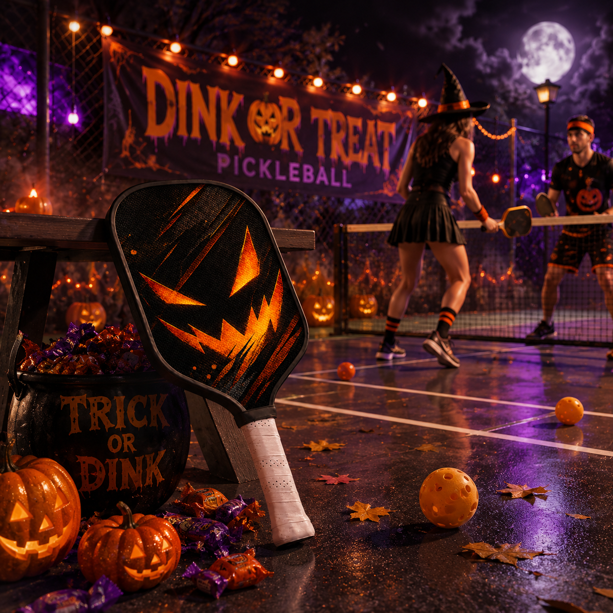 Dinkado Halloween pickleball night game