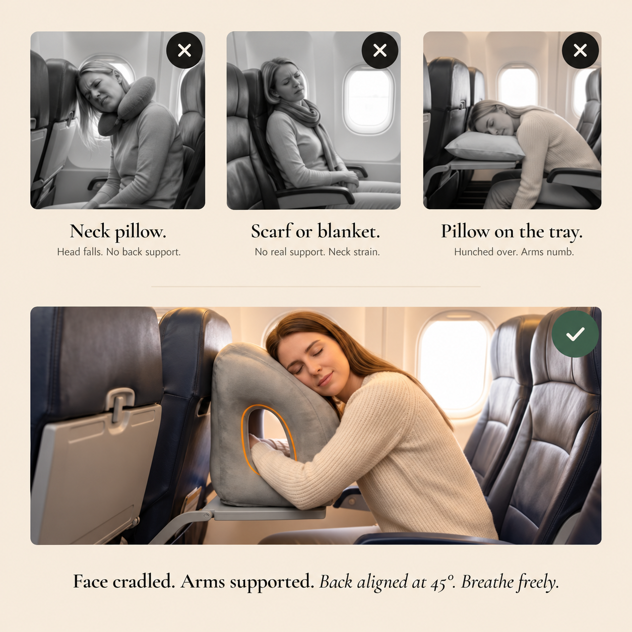 Comparison of resting positions with a forward leaning travel pillow