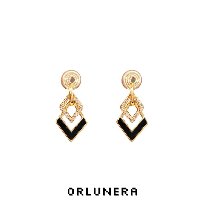 Celeste Diamond-Shaped Geometric Crystal Clip-On Earrings product image