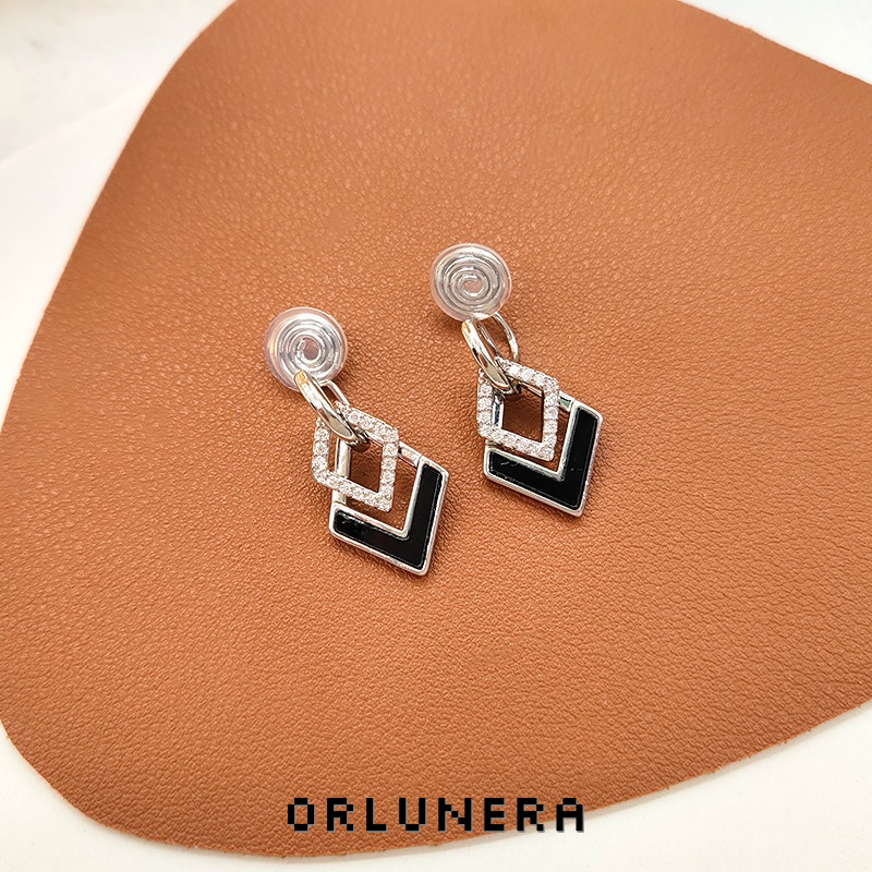 Celeste Diamond-Shaped Geometric Crystal Clip-On Earrings product image