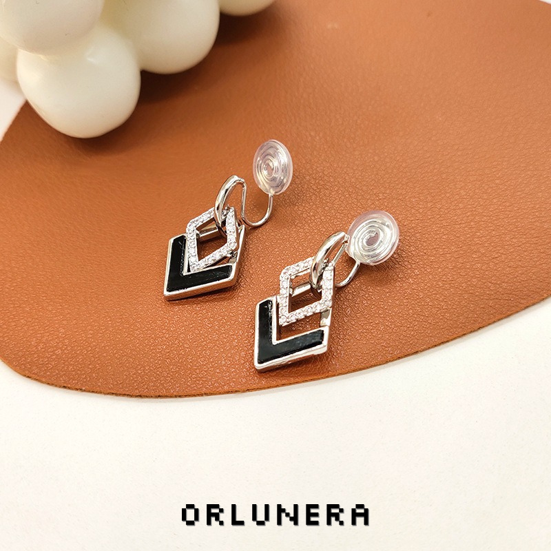 Celeste Diamond-Shaped Geometric Crystal Clip-On Earrings product image