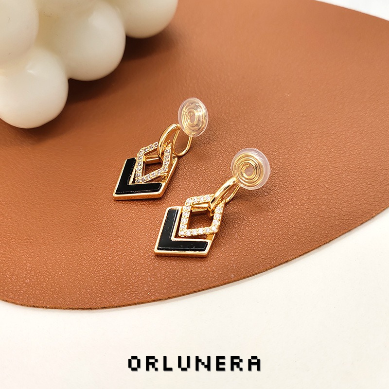 Celeste Diamond-Shaped Geometric Crystal Clip-On Earrings product image
