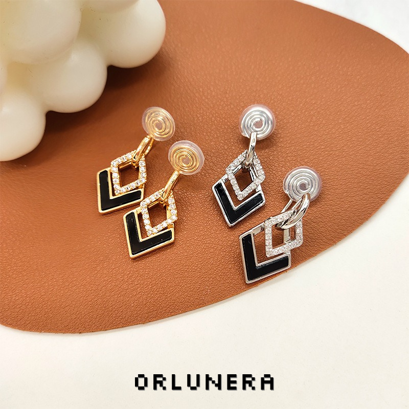 Celeste Diamond-Shaped Geometric Crystal Clip-On Earrings product image