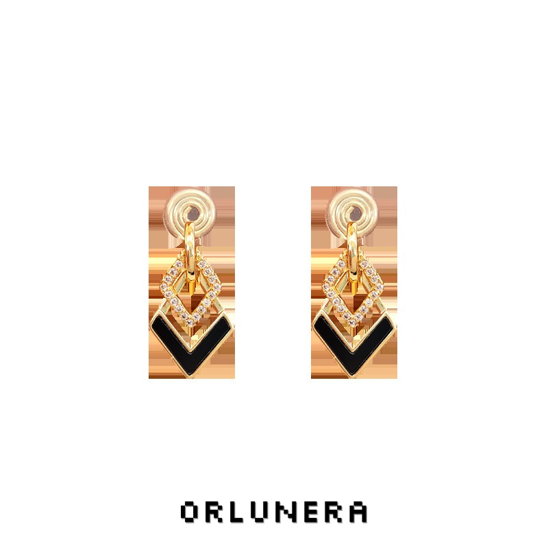 Celeste Diamond-Shaped Geometric Crystal Clip-On Earrings product image