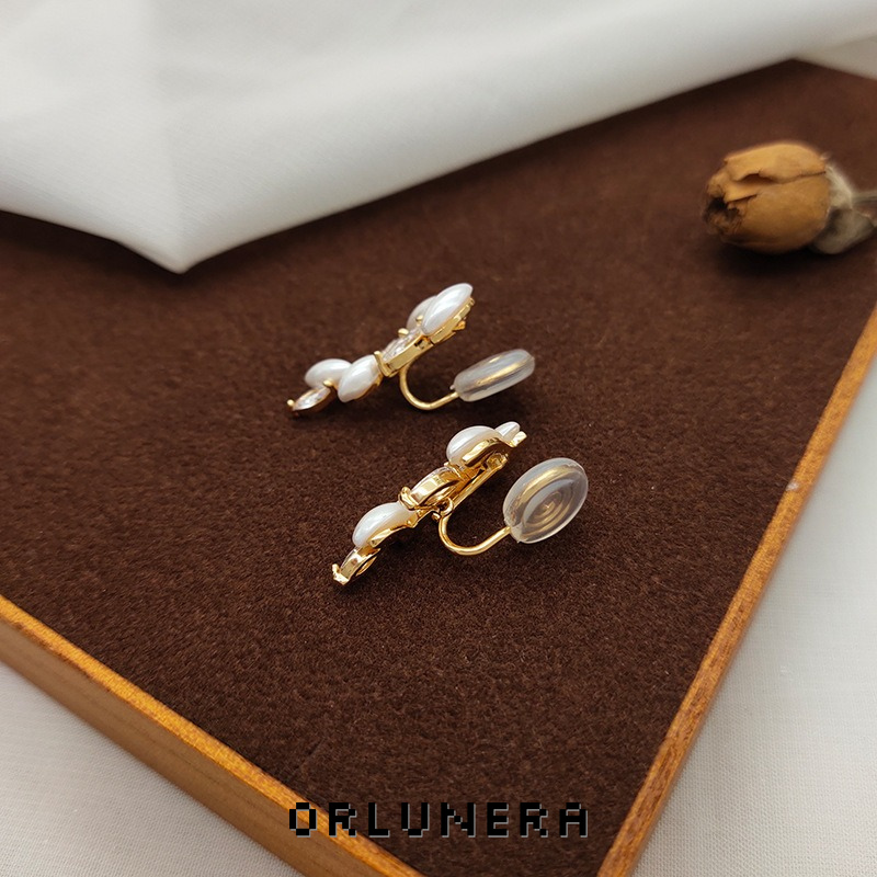 Vesper Wheat Ear Pearl Crystal Clip-On Drop Earrings product image