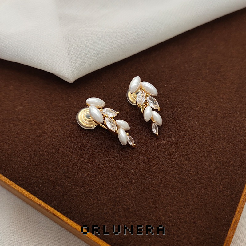 Vesper Wheat Ear Pearl Crystal Clip-On Drop Earrings product image