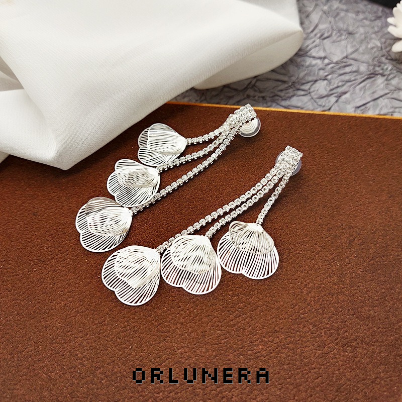 Noelle Petal Tassel Crystal Clip-On Drop Earrings product image