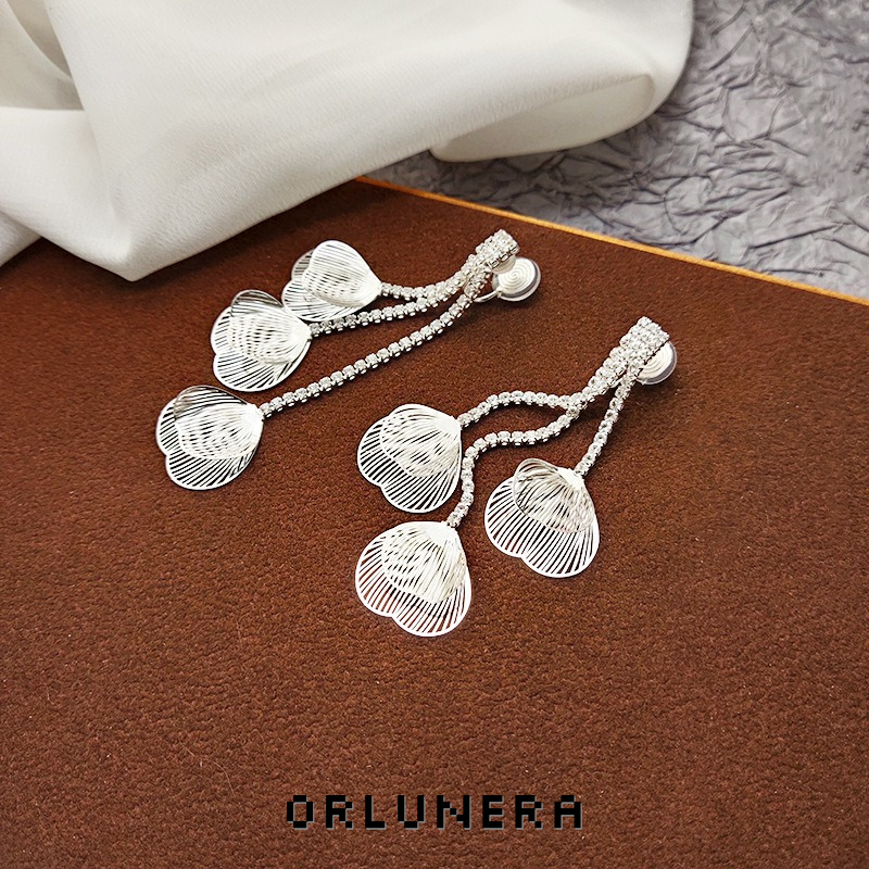 Noelle Petal Tassel Crystal Clip-On Drop Earrings product image