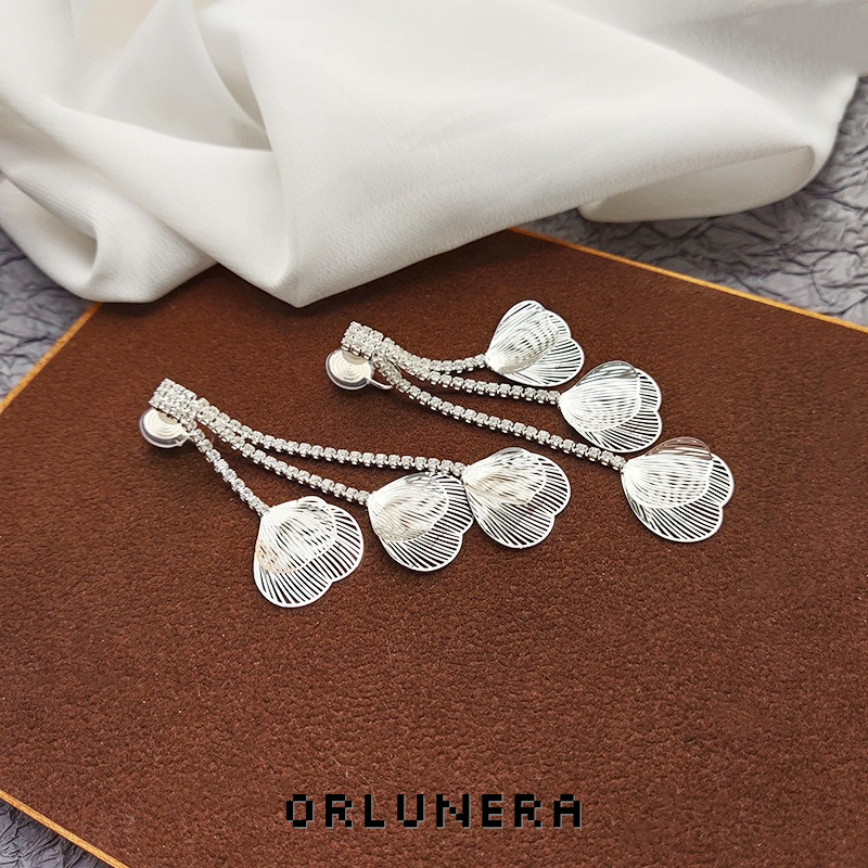 Noelle Petal Tassel Crystal Clip-On Drop Earrings product image