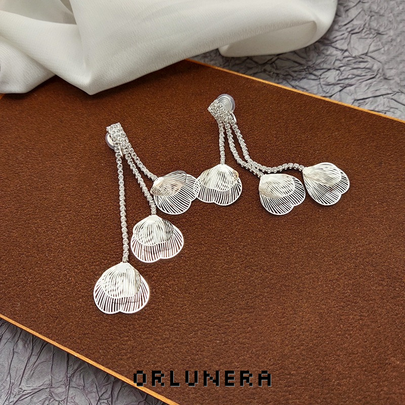 Noelle Petal Tassel Crystal Clip-On Drop Earrings product image