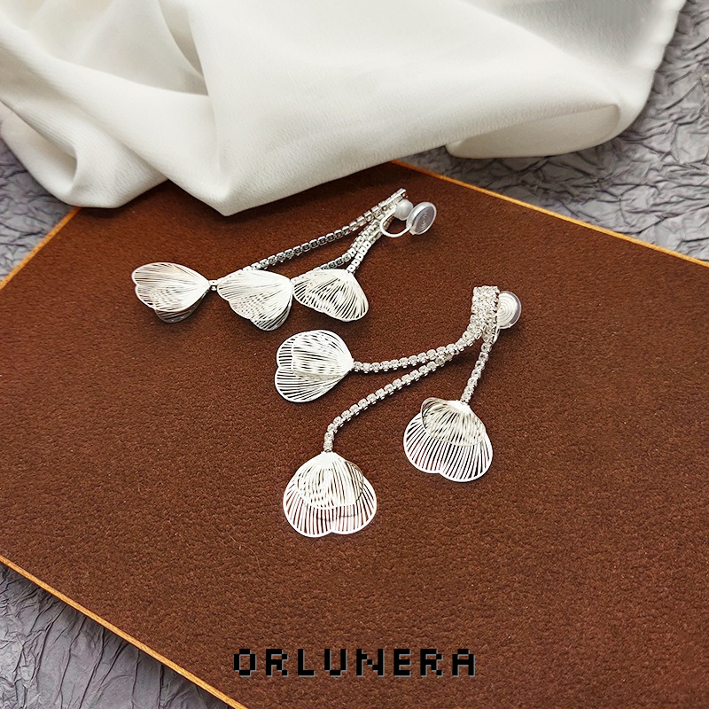 Noelle Petal Tassel Crystal Clip-On Drop Earrings product image