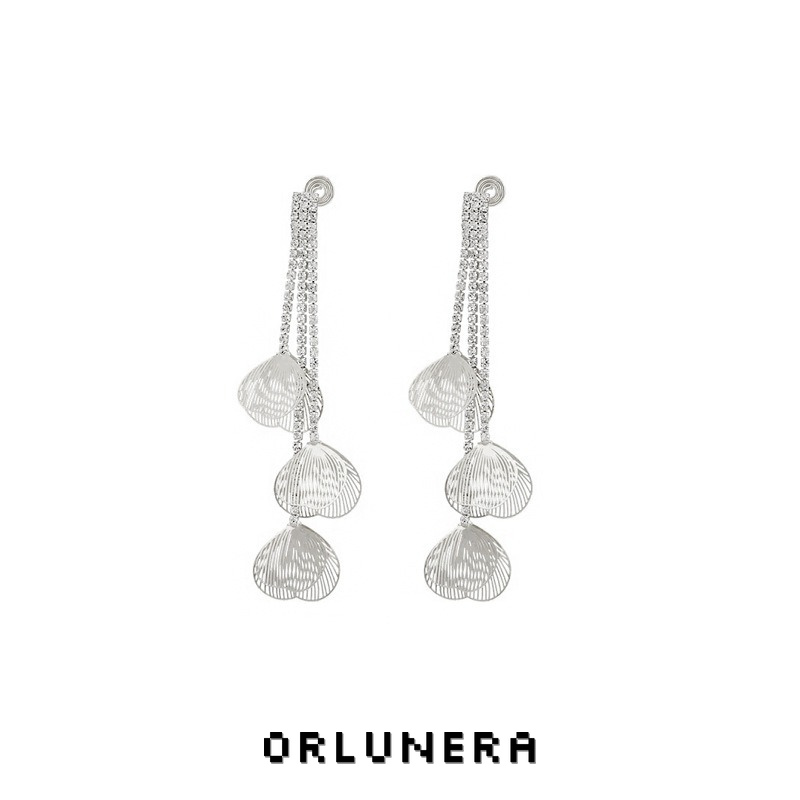 Noelle Petal Tassel Crystal Clip-On Drop Earrings product image