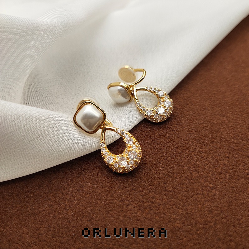 Aurelia Teardrop Cat-Eye Pavé Crystal Clip-On Earrings product image