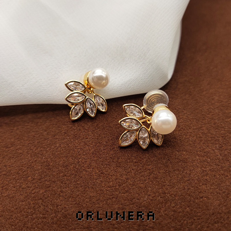 Celeste Leaf Crystal Clip-On Earrings product image