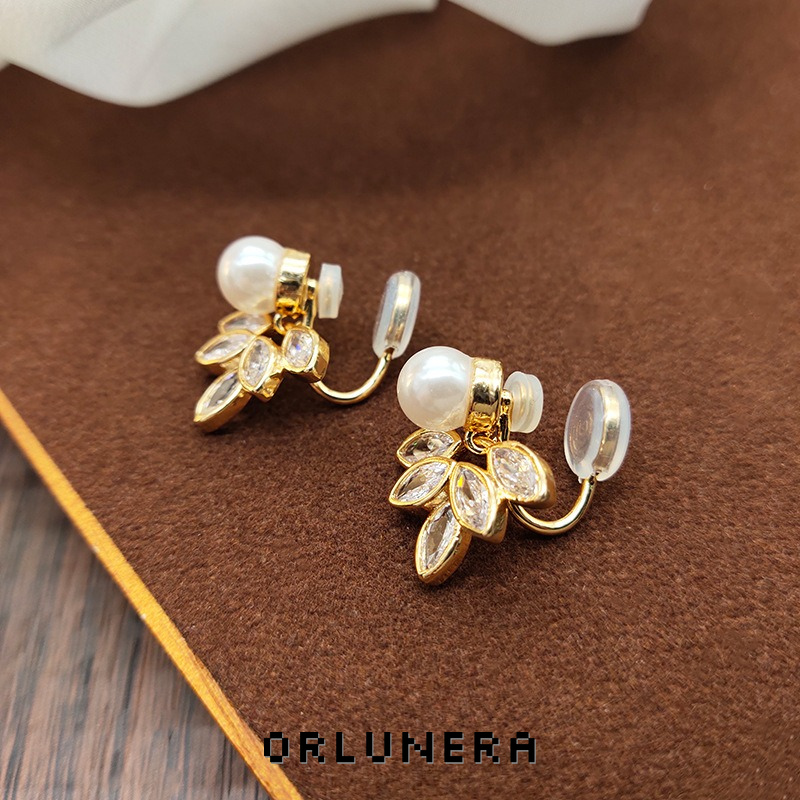 Celeste Leaf Crystal Clip-On Earrings product image