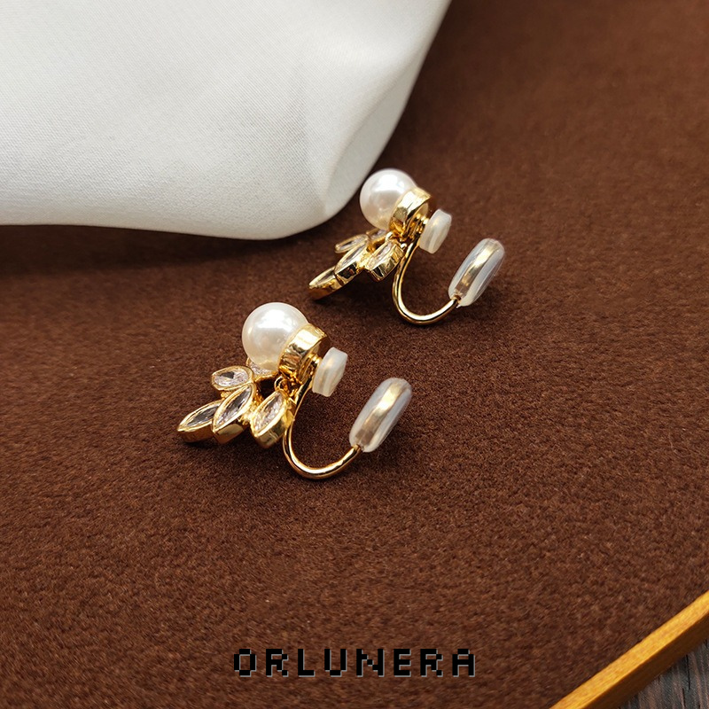 Celeste Leaf Crystal Clip-On Earrings product image
