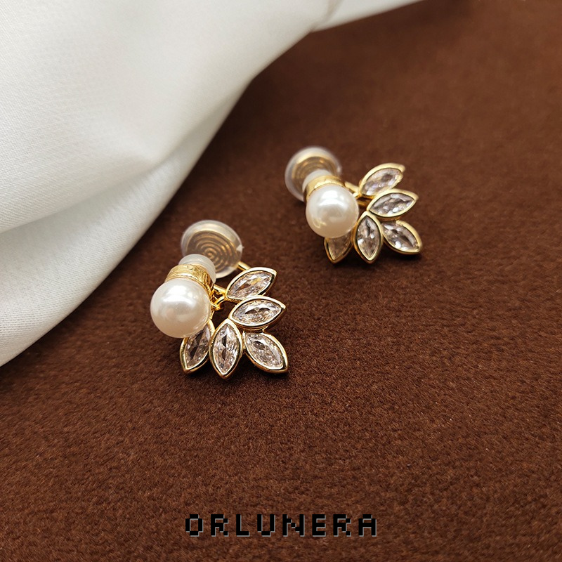 Celeste Leaf Crystal Clip-On Earrings product image