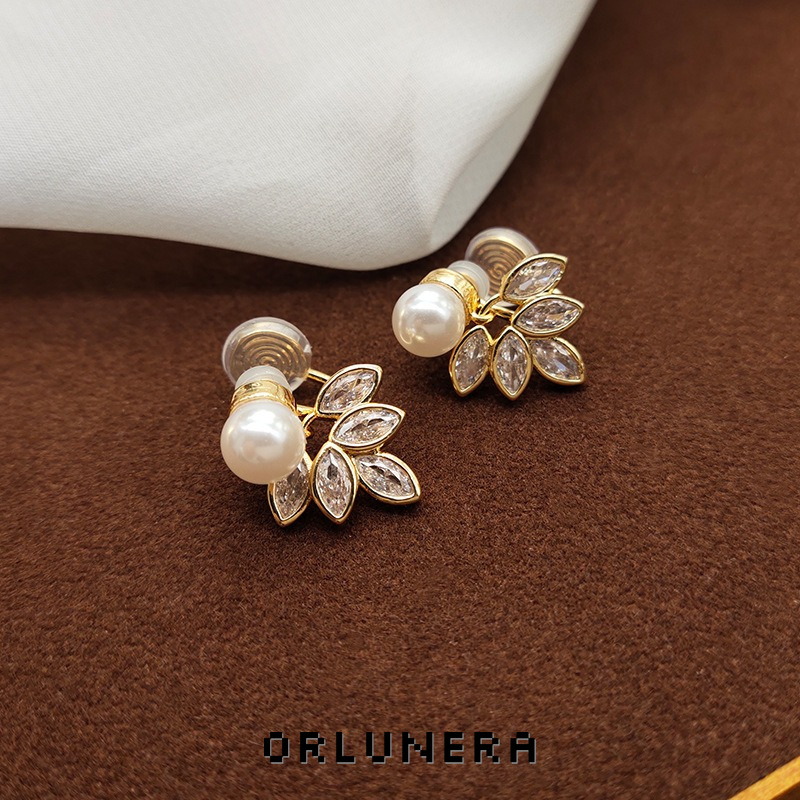 Celeste Leaf Crystal Clip-On Earrings product image