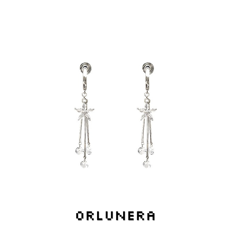 Aurelia Floral Tassel Crystal Clip-On Drop Earrings product image