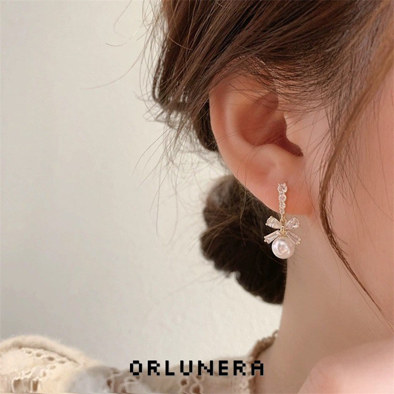 Noelle Bow Butterfly Pearl Clip-On Drop Earrings product image