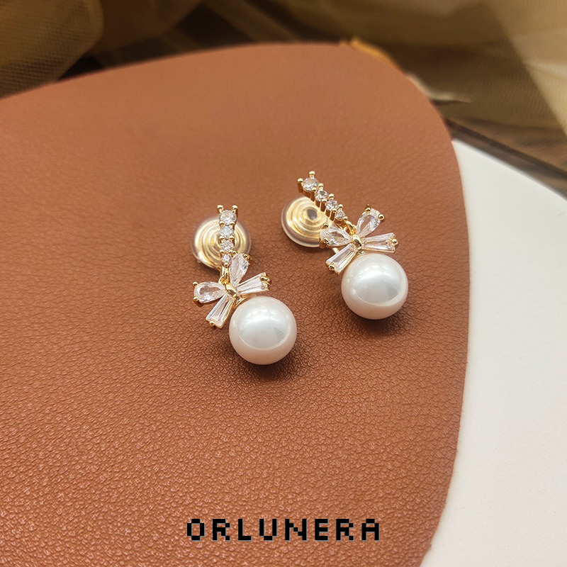 Noelle Bow Butterfly Pearl Clip-On Drop Earrings product image