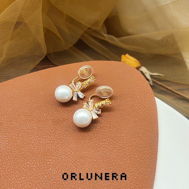 Noelle Bow Butterfly Pearl Clip-On Drop Earrings product image