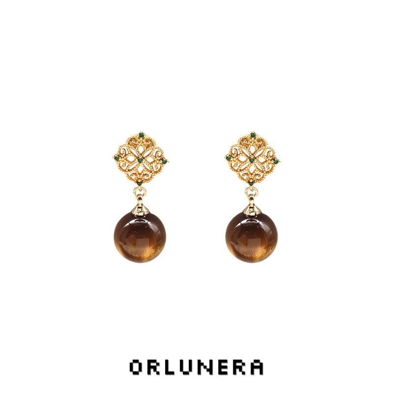 Noelle Tiger-Eye Inspired Clip-On Drop Earrings product image