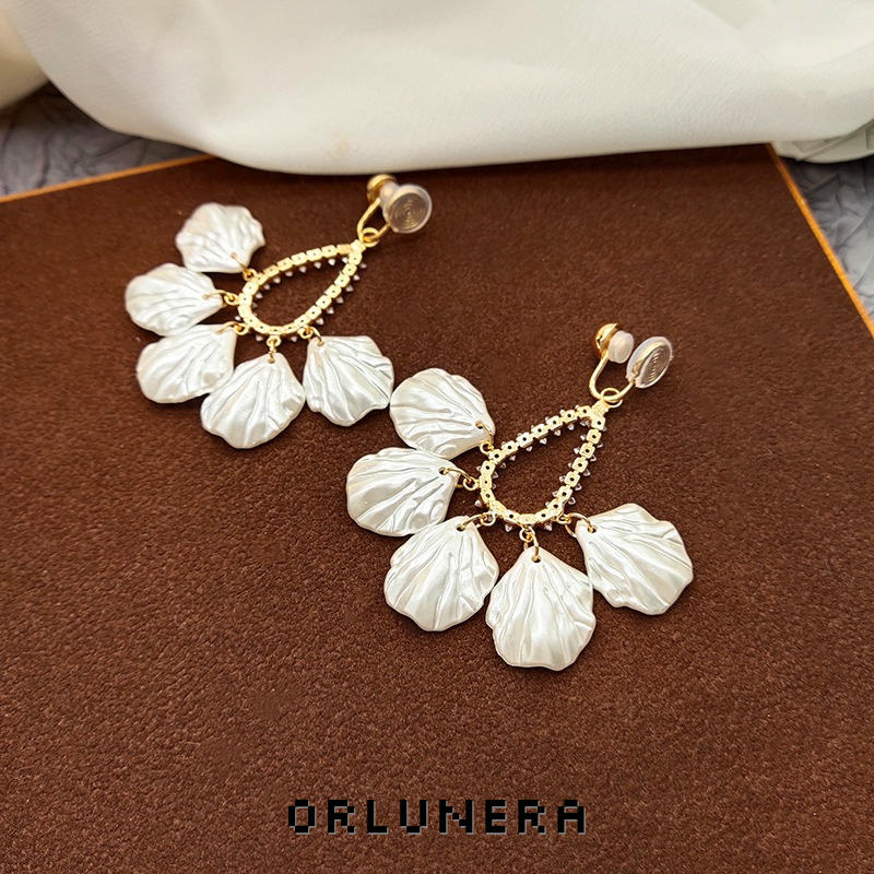 Celeste Teardrop Shell Crystal Clip-On Drop Earrings product image