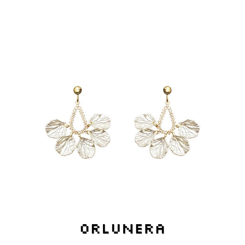 Celeste Teardrop Shell Crystal Clip-On Drop Earrings product image