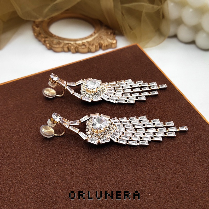 Élan Tassel Crystal Clip-On Drop Earrings product image