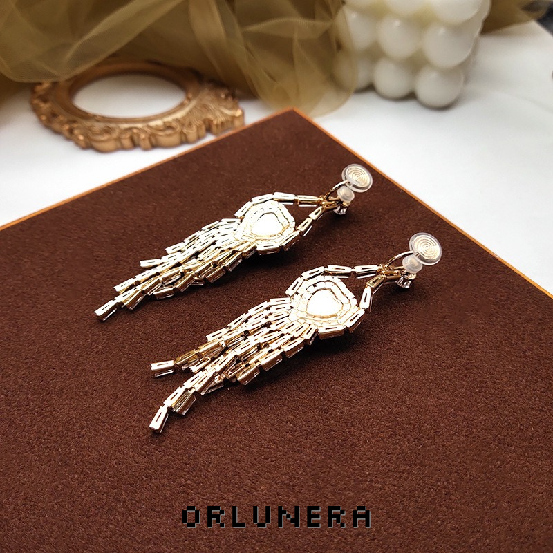 Élan Tassel Crystal Clip-On Drop Earrings product image