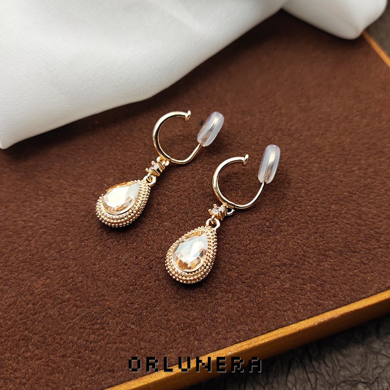 Lumière Teardrop Crystal Clip-On Earrings product image