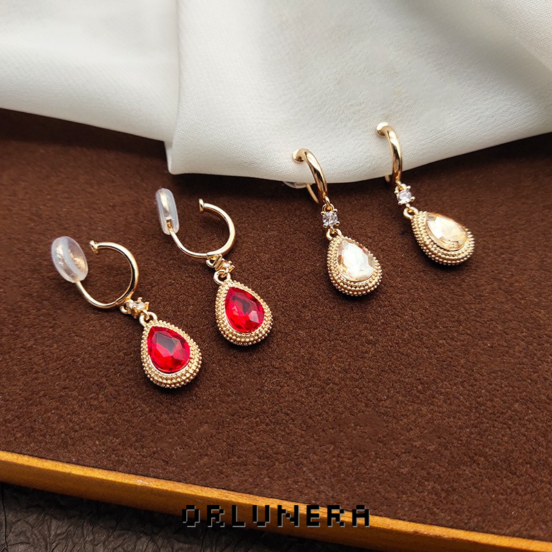 Lumière Teardrop Crystal Clip-On Earrings product image