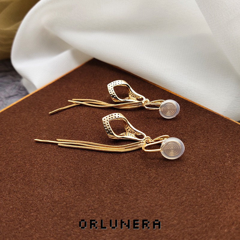 Vesper Tassel Diamond-Shaped Clip-On Drop Earrings product image