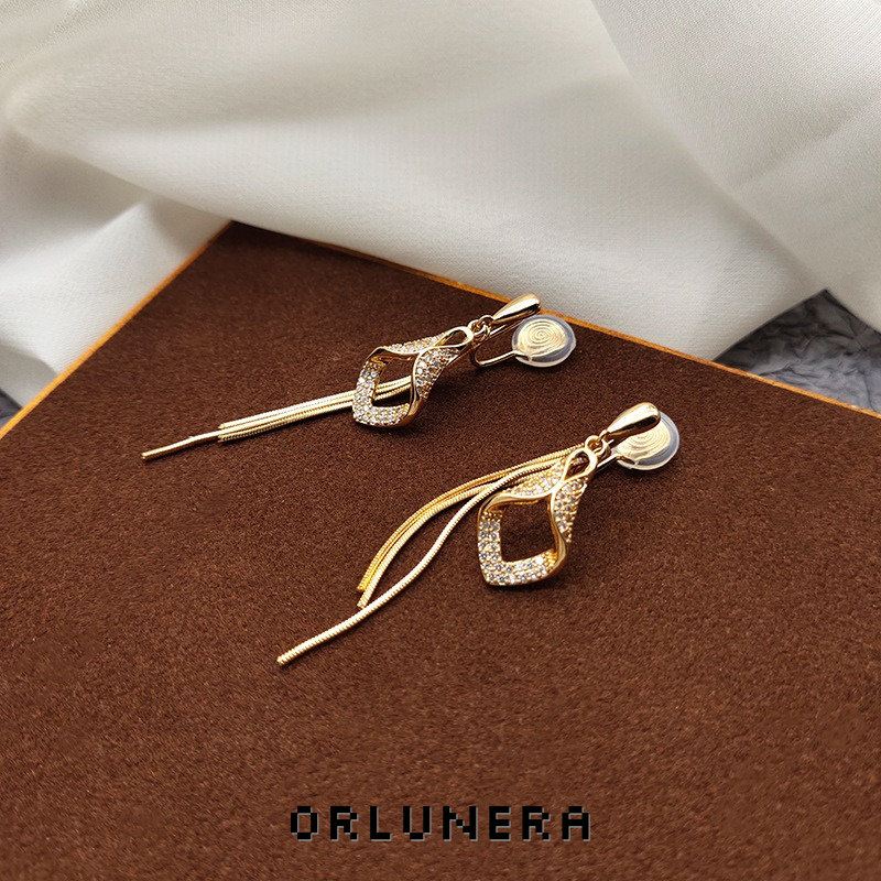Vesper Tassel Diamond-Shaped Clip-On Drop Earrings product image
