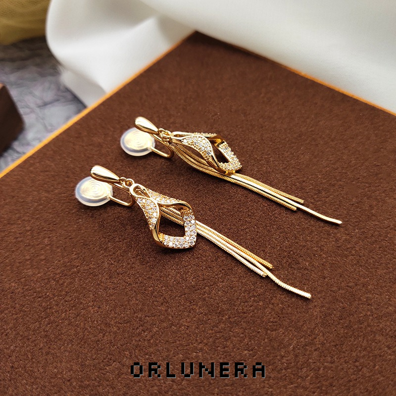 Vesper Tassel Diamond-Shaped Clip-On Drop Earrings product image