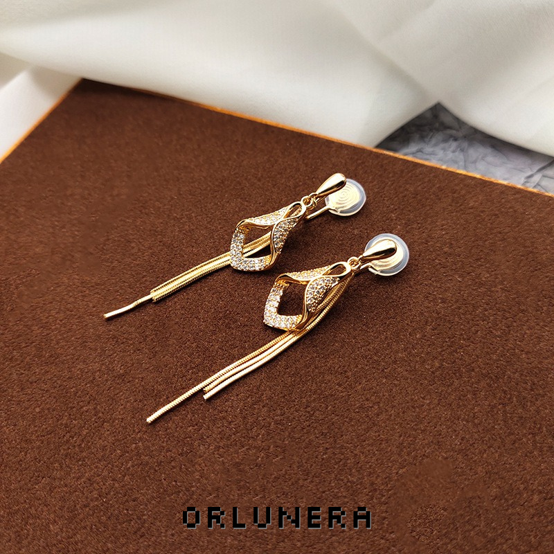 Vesper Tassel Diamond-Shaped Clip-On Drop Earrings product image