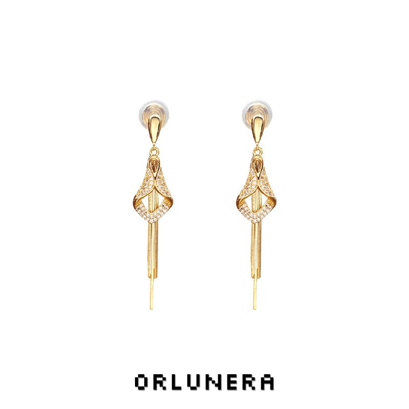 Vesper Tassel Diamond-Shaped Clip-On Drop Earrings product image